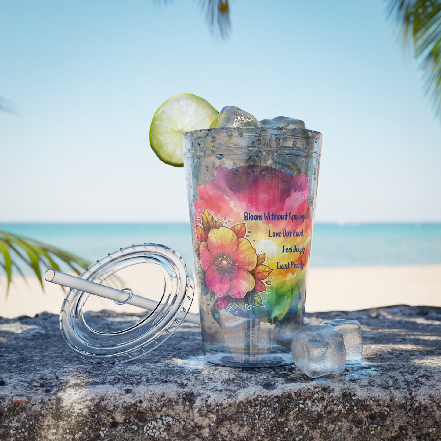 Bloom Without Apology 16oz. Insulated Tumbler with Straw