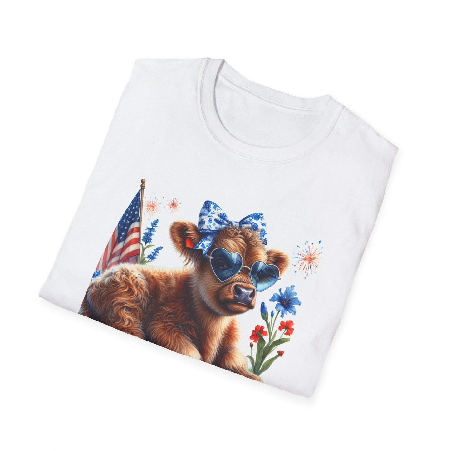 Red, White, and Moo Patriotic Cow Unisex Graphic T-Shirt