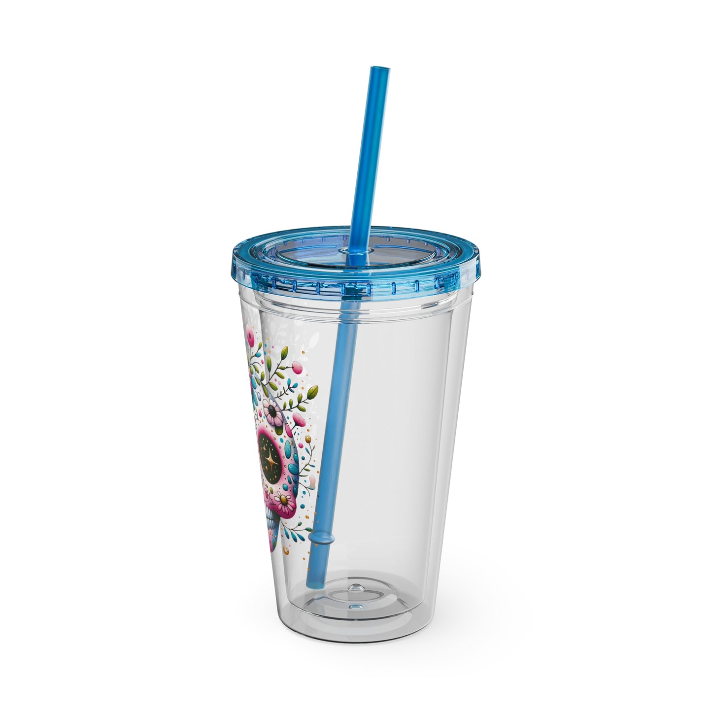 Sugar Skull 16oz Insulated Tumbler with Straw