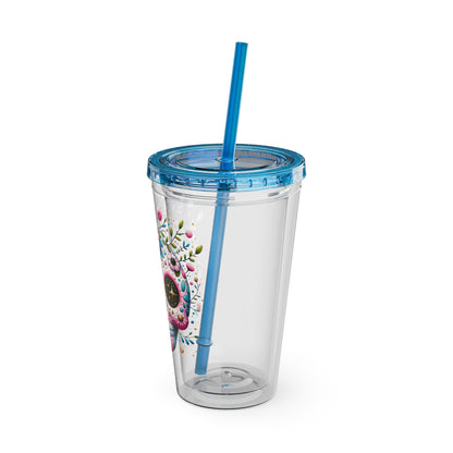 Sugar Skull 16oz Insulated Tumbler with Straw