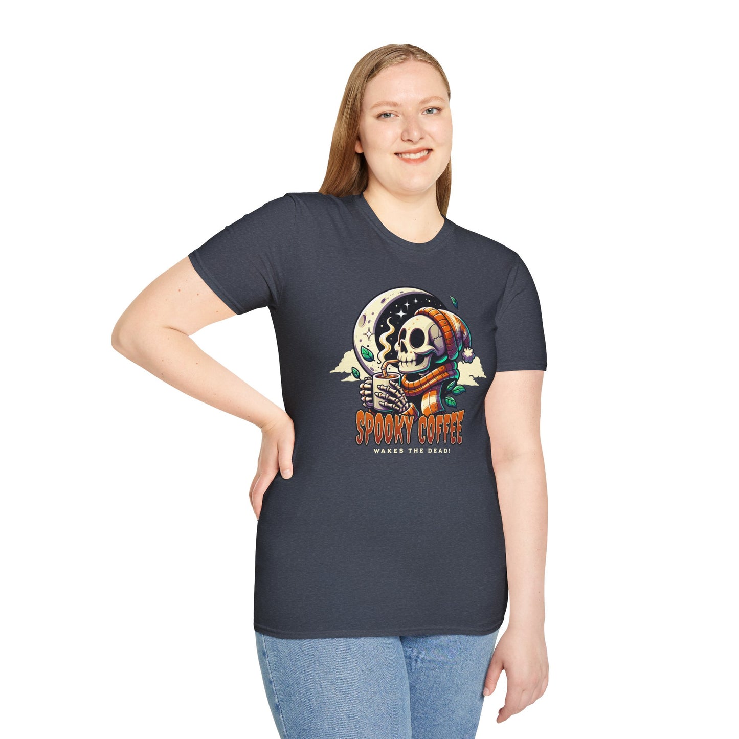 Spooky Coffee Skeleton Unisex Graphic T-Shirt
