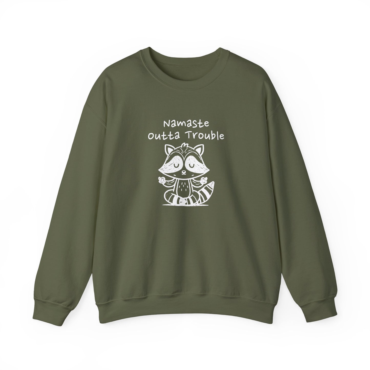 Namaste Outta Trouble Raccoon Unisex Crewneck Sweatshirt