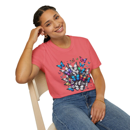 Colorful Butterfly Cluster Unisex Graphic T-Shirt
