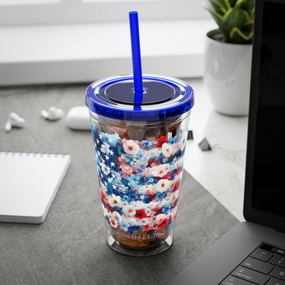 Patriotic Floral 16oz. Insulated Tumbler with Straw
