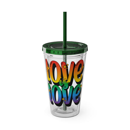 Love is Love Rainbow 16oz. Insulated Tumbler with Straw