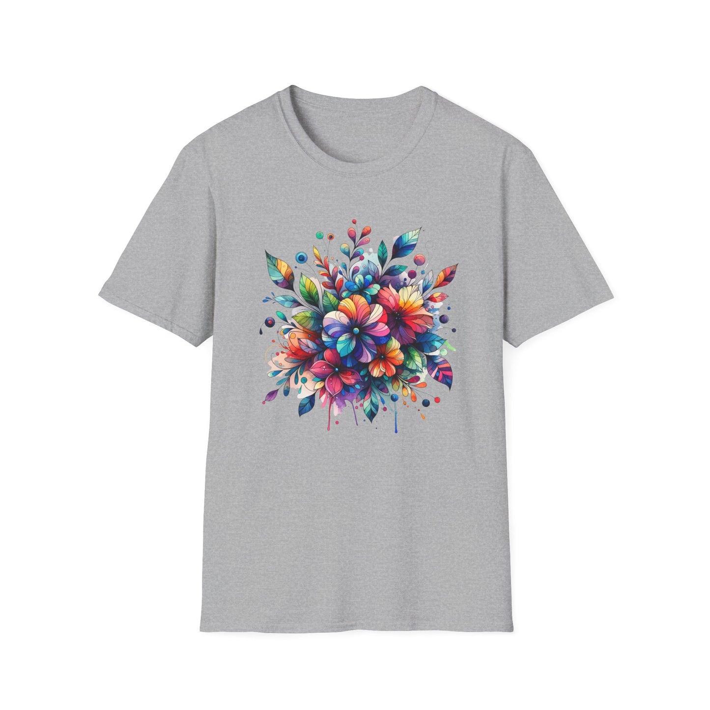 Rainbow Floral Explosion Unisex Graphic T-Shirt