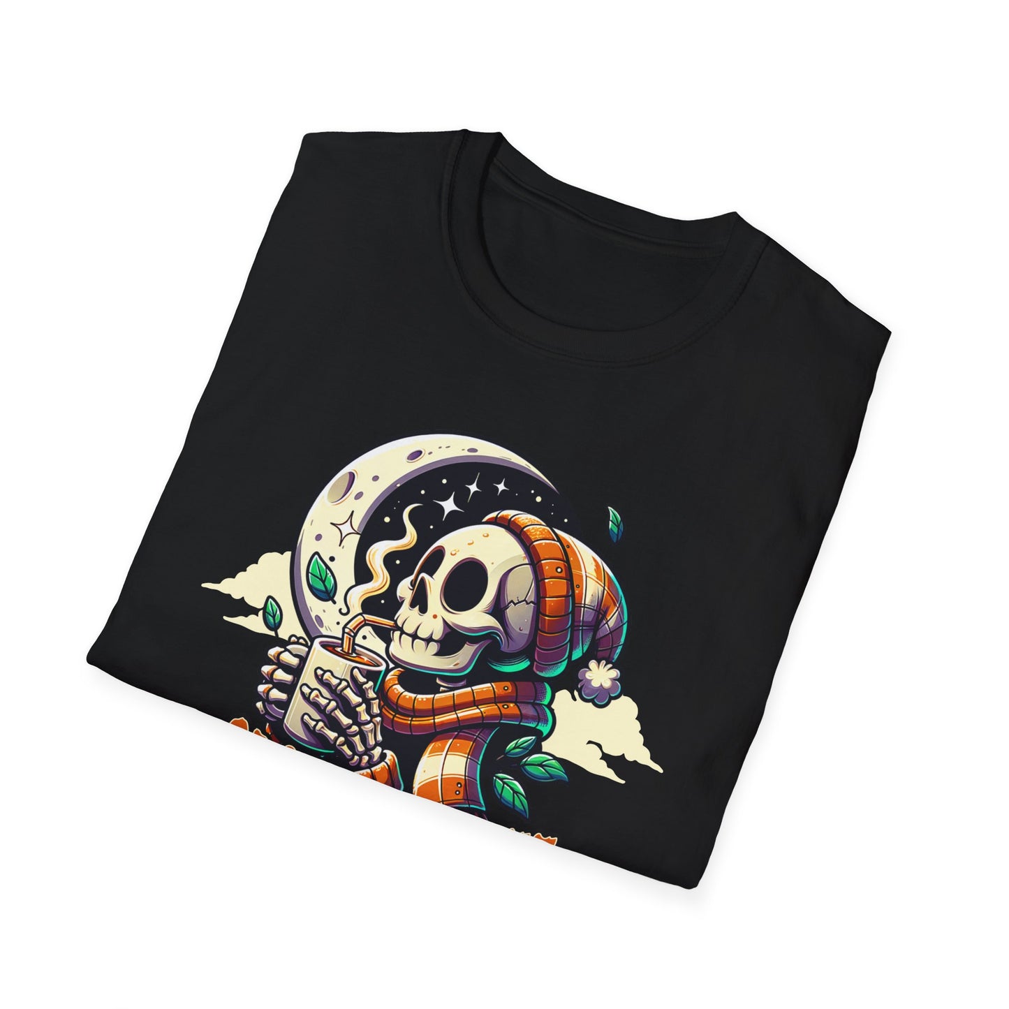 Spooky Coffee Skeleton Unisex Graphic T-Shirt