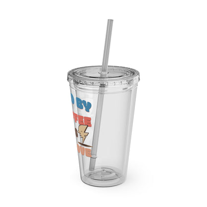 Fueled by Coffee, Chaos & Love 16oz Insulated Tumbler with Straw