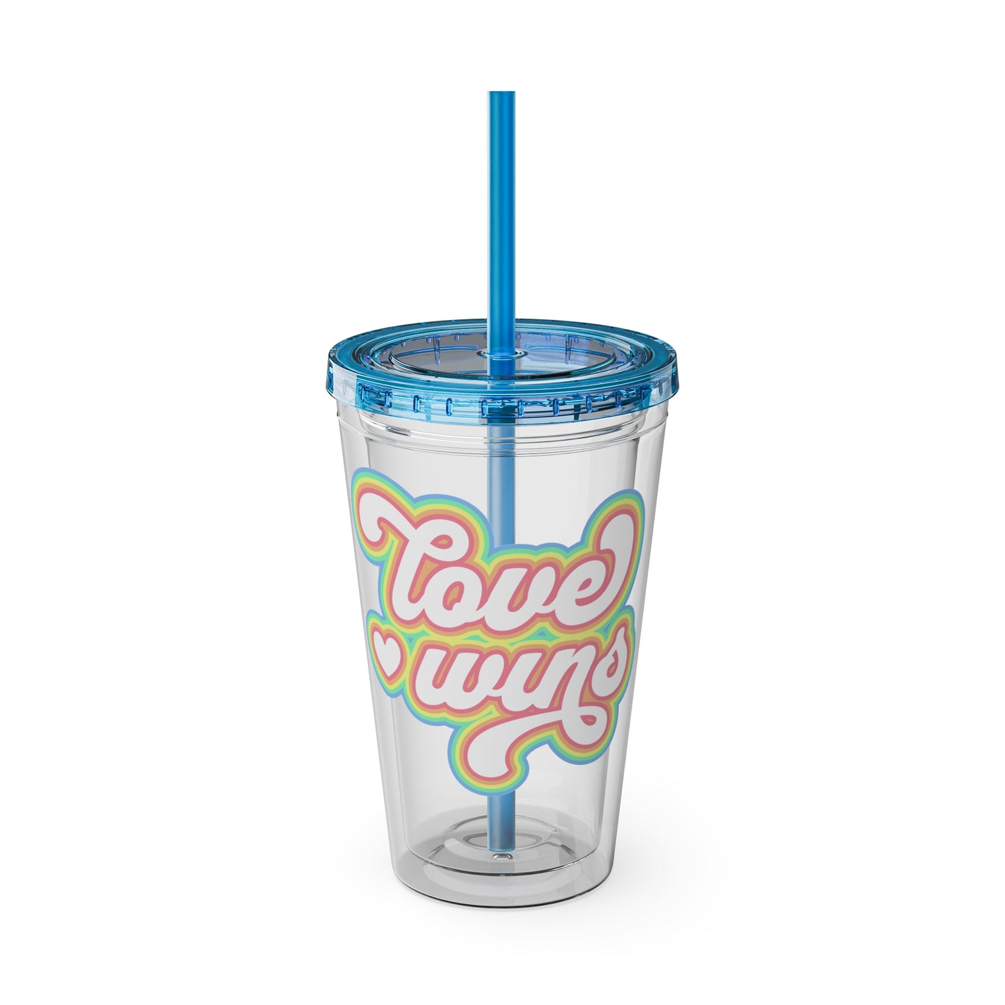 Love Wins 16oz. Insulated Tumbler with Straw
