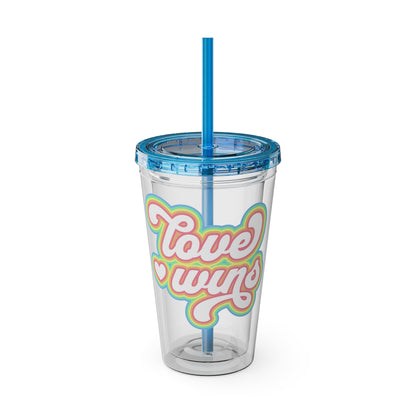 Love Wins 16oz. Insulated Tumbler with Straw