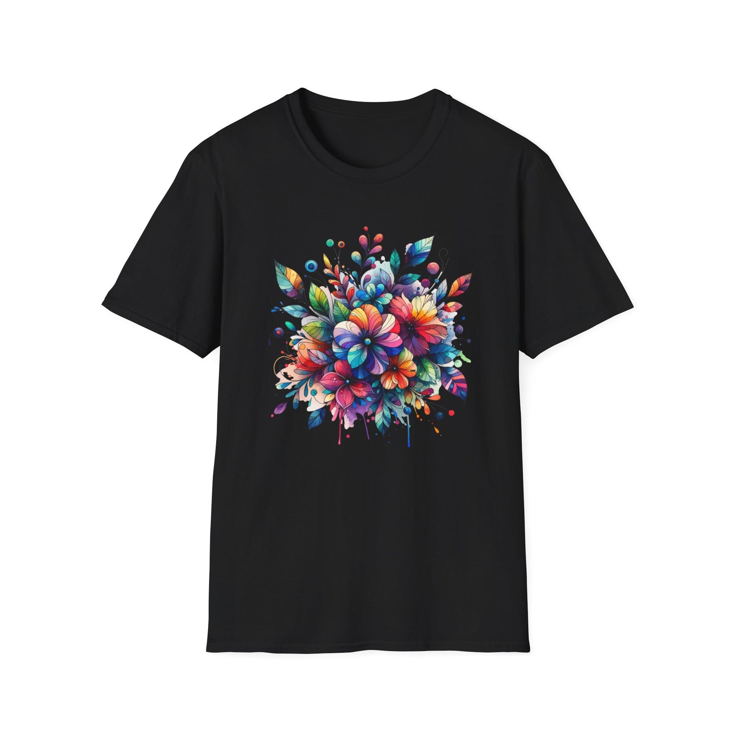 Rainbow Floral Explosion Unisex Graphic T-Shirt