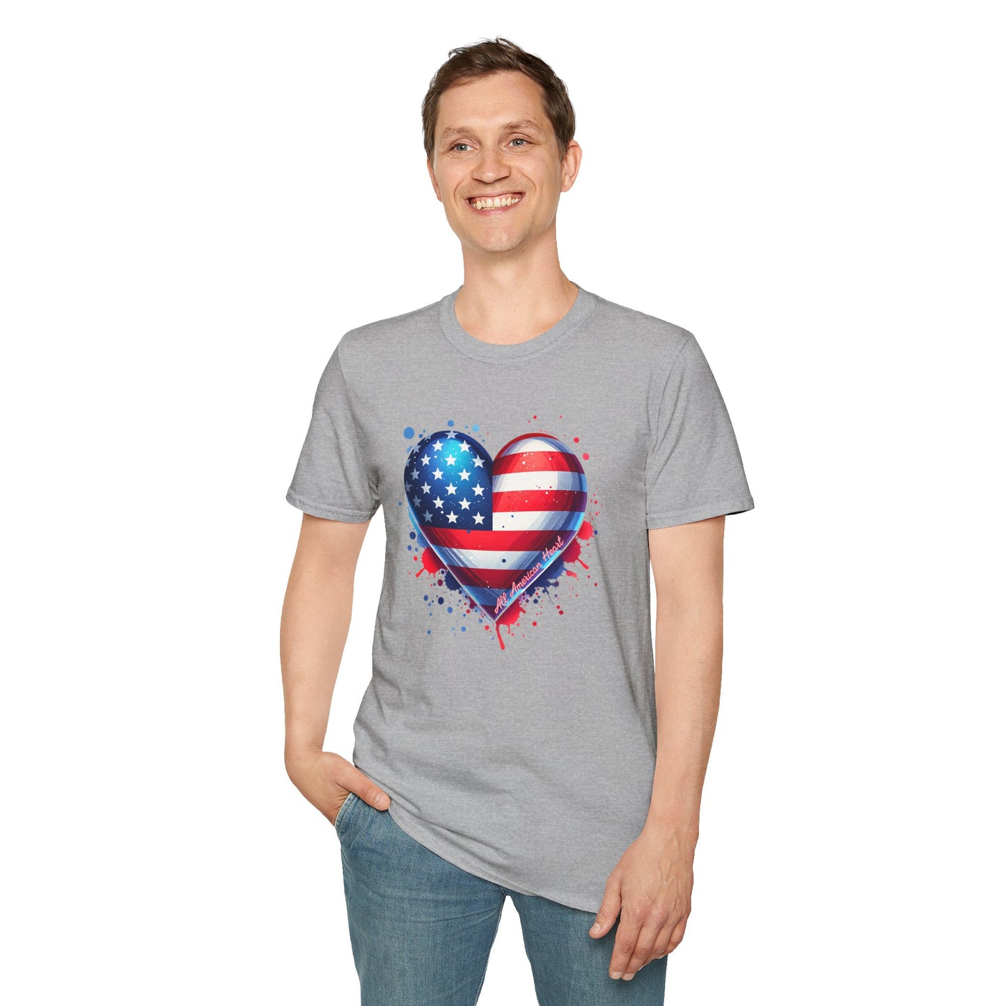 All American Heart Patriotic Unisex Graphic T-Shirt
