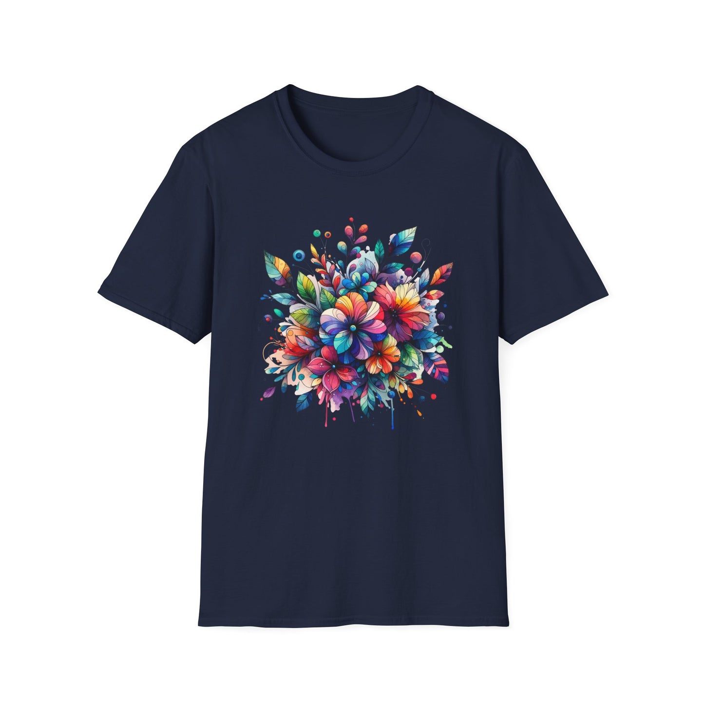 Rainbow Floral Explosion Unisex Graphic T-Shirt