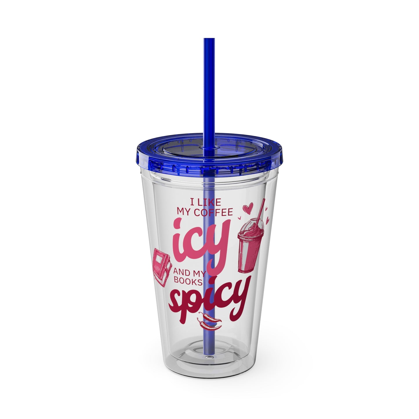 Icy Coffee & Spicy Books 16oz Insulated Tumbler with Straw