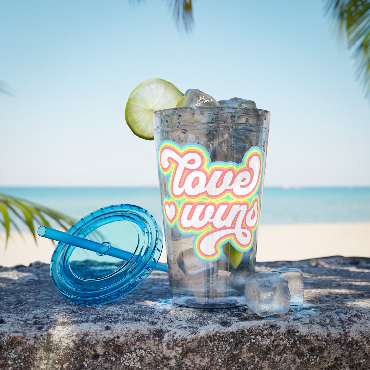 Love Wins 16oz. Insulated Tumbler with Straw
