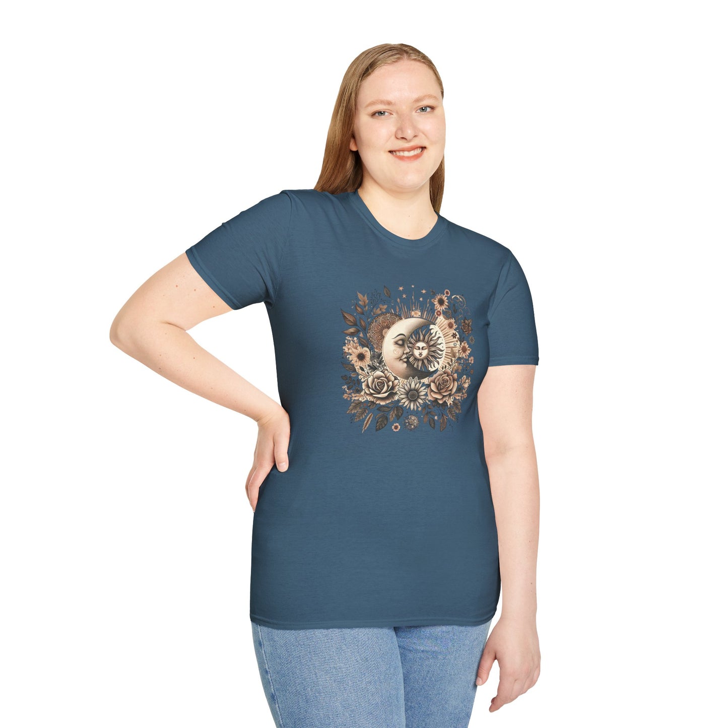 Boho Floral Moon Unisex Graphic T-Shirt