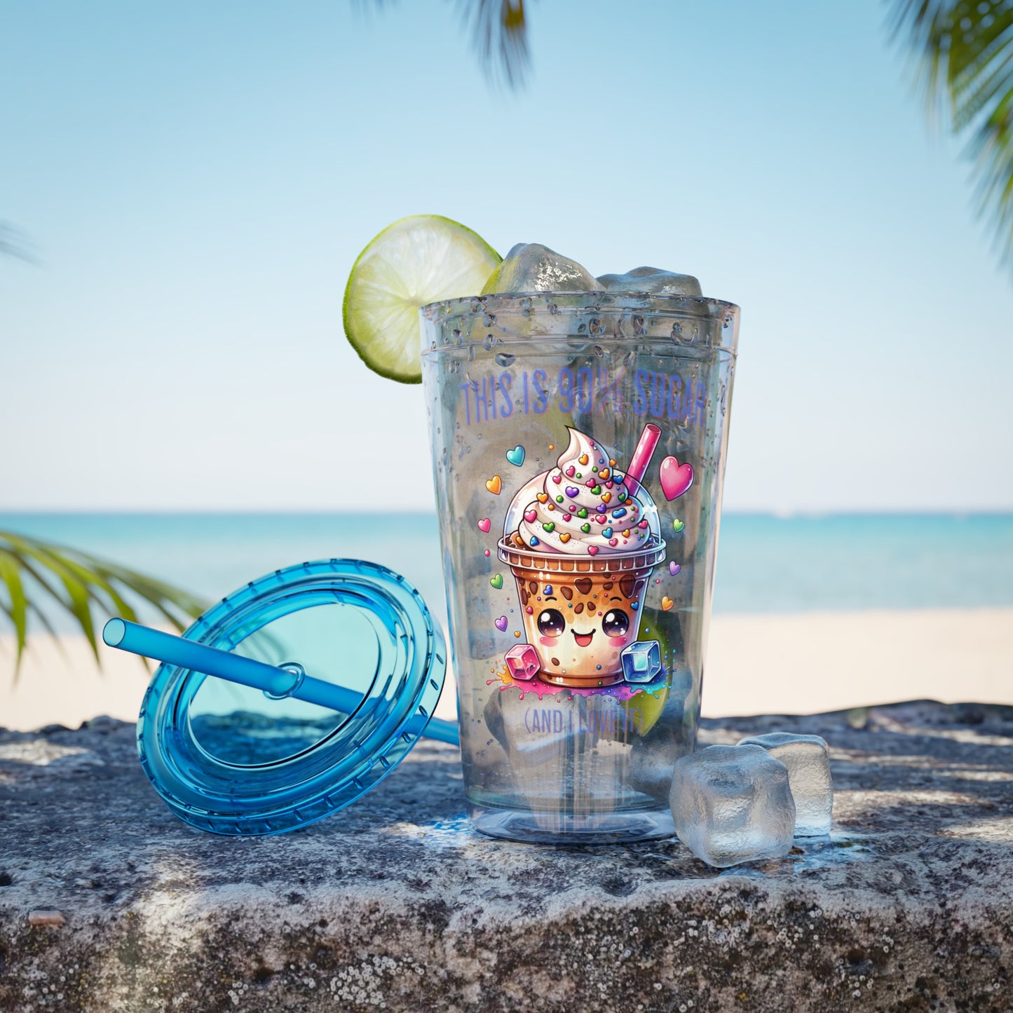 90% Sugar 16oz Insulated Tumbler with Straw