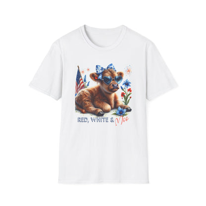 Red, White, and Moo Patriotic Cow Unisex Graphic T-Shirt