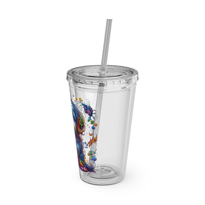 Colorful Shih Tzu 16oz. Insulated Tumbler with Straw