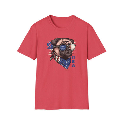 Patriotic Pug Dog USA Unisex Graphic T-Shirt