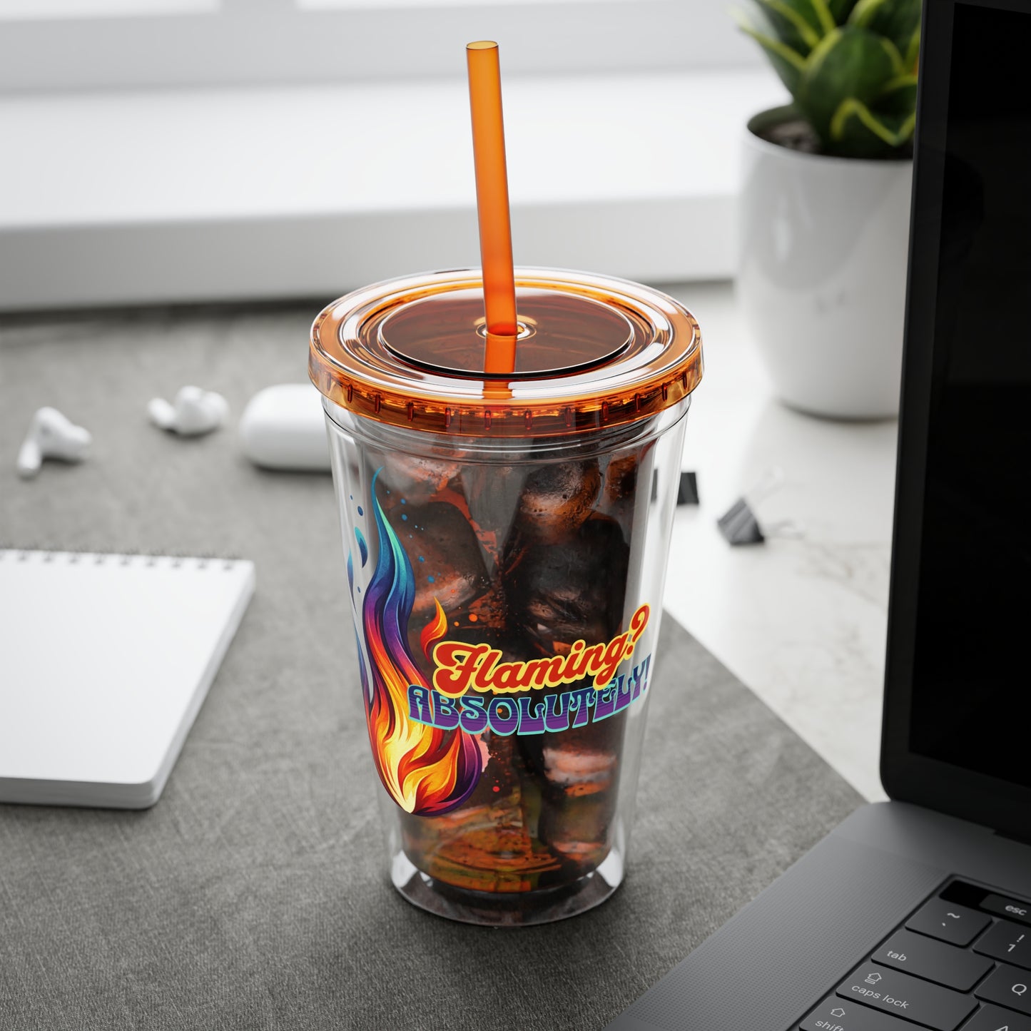 Flaming Pride 16oz Insulated Tumbler with Straw