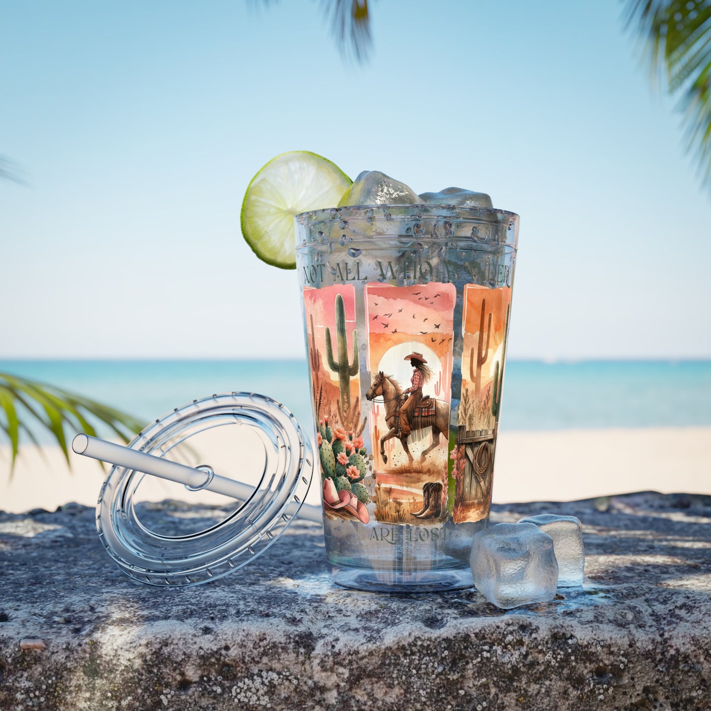 Not All Who Wander Are Lost 16oz Insulated Tumbler with Straw