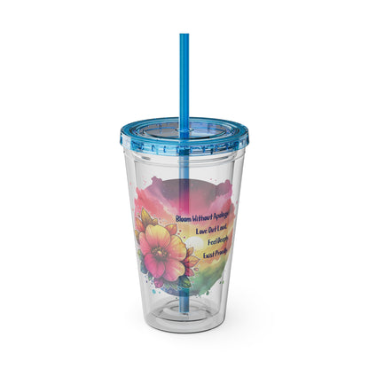 Bloom Without Apology 16oz. Insulated Tumbler with Straw