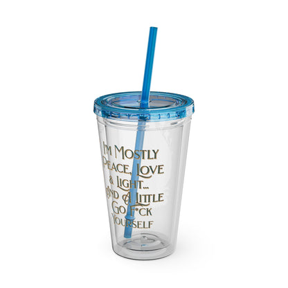 Peace Love Light F* Yourself 16oz Insulated Tumbler with Straw