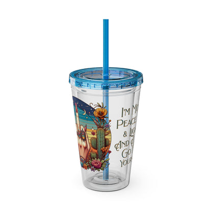 Peace Love Light F* Yourself 16oz Insulated Tumbler with Straw