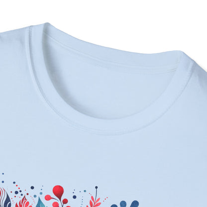 Red White & Bloom Floral Art Patriotic Unisex Graphic T-Shirt