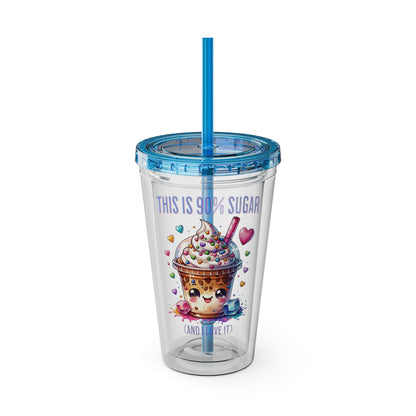 90% Sugar 16oz Insulated Tumbler with Straw