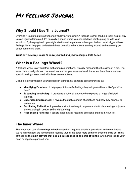 My Feelings Journal (Printable PDF): Track, Name & Untangle Your Emotions